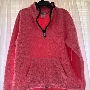 PINK Victoria's Secret Plush Sherpa Half-Zip Pullover - Soft Pink
